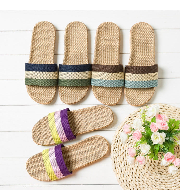 Linen Slippers Couple Indoor Platform Non-slip Non-stinky Feet - iztia