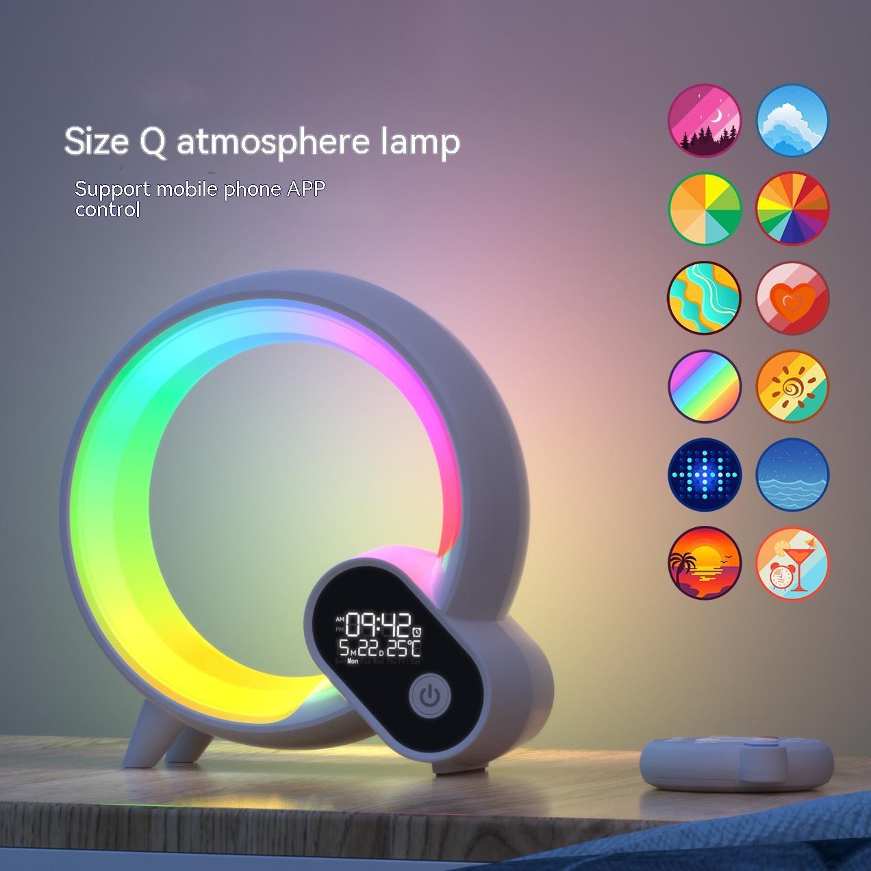 Creative Q Light Analog Sunrise Digital Display Alarm Clock Bluetooth Audio Intelligent Wake-up Q Colorful Atmosphere Light - iztia