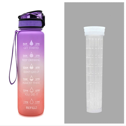 1L Tritan Water Bottle With Time Marker Bounce Cover Motivational Water Bottle Cycling Leakproof Cup For Sports Fitness Bottles - iztia