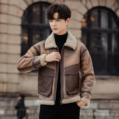 Leather And Fur Casual Coat For Men - iztia