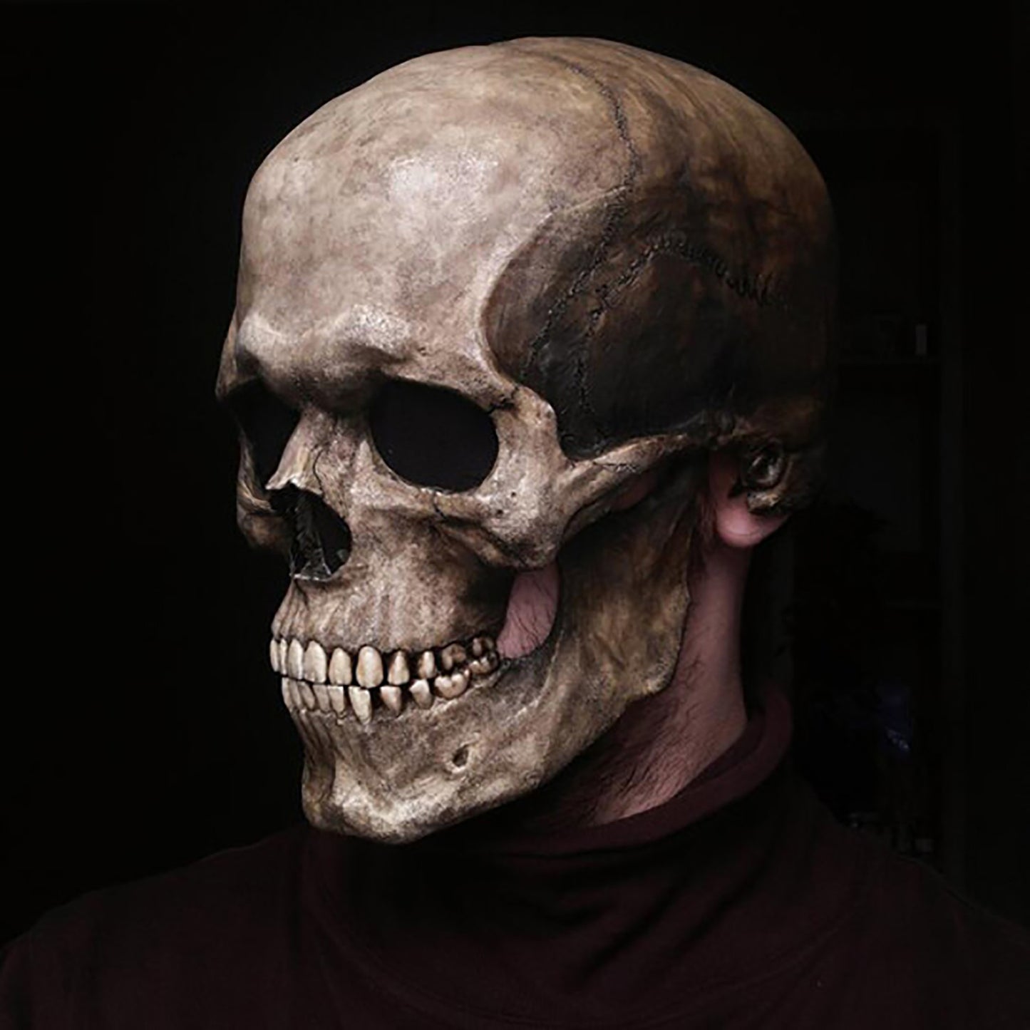 Halloween Movable Mouth Skull Mask Helmet Mouth Movable Skull Full Head Skull Mask - iztia