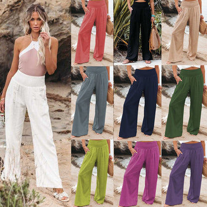 Casual Wide-leg Cotton And Linen Popular Loose Trousers - iztia