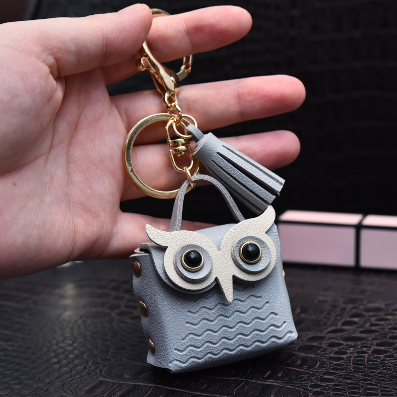 Creative Leather Owl Coin Purse Keychain - iztia