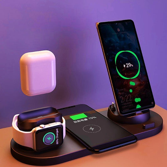 Wireless Charger For IPhone Fast Charger For Phone Fast Charging Pad For Phone Watch 6 In 1 Charging Dock Station - iztia